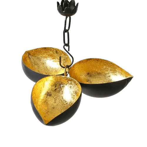 IRON HANGING 3 T-LIGHT HOLDER (BLACK & GOLD)